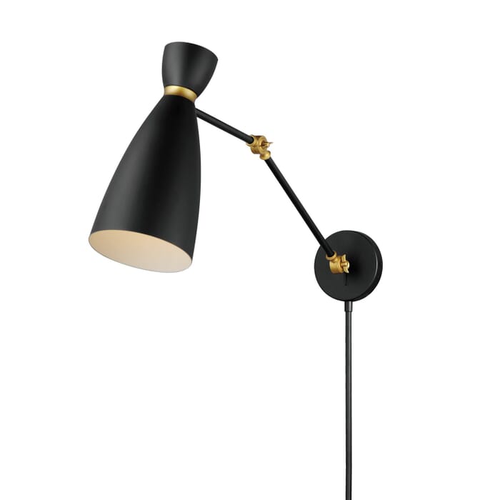 Carillon 1-Light Wall Sconce in Black with Satin Brass Carillon 1-Light Wall Sconce in Black with Satin Brass