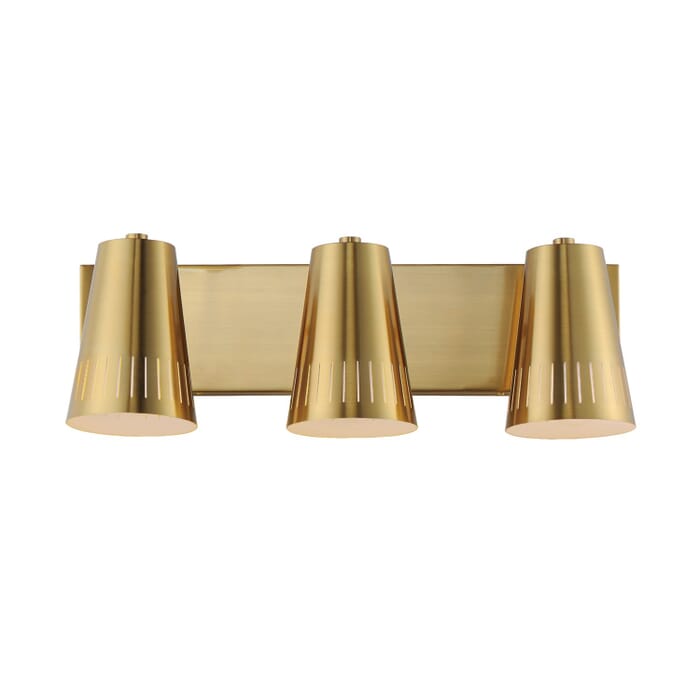 Helsinki 3-Light Bathroom Vanity Light in Natural Aged Brass Helsinki 3-Light Bathroom Vanity Light in Natural Aged Brass