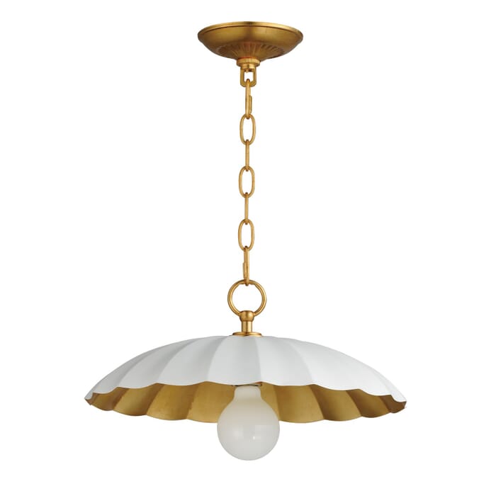 Primrose 1-Light Pendant in Matte White with Gold Leaf Primrose 1-Light Pendant in Matte White with Gold Leaf