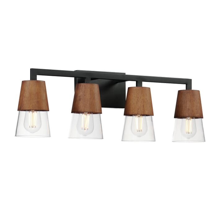 Carpenter 4-Light Bathroom Vanity Light in Walnut with Black Carpenter 4-Light Bathroom Vanity Light in Walnut with Black