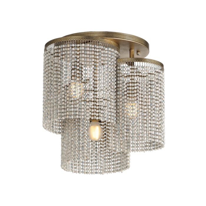 Fontaine 3-Light Flush Mount in Golden Silver Fontaine 3-Light Flush Mount in Golden Silver