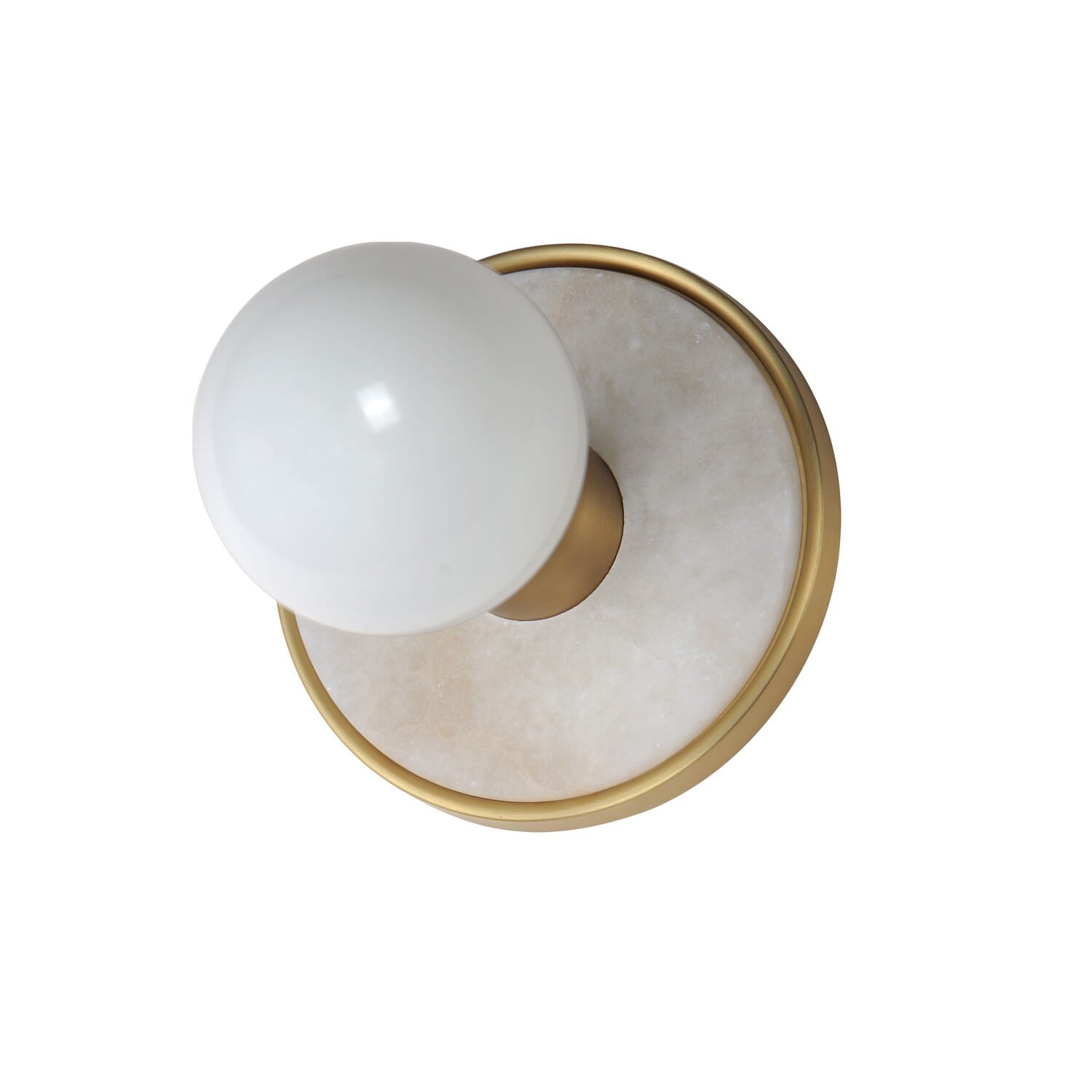 Hollywood 1-Light Wall Sconce in Whit Alabaster with Natural Aged Brass
