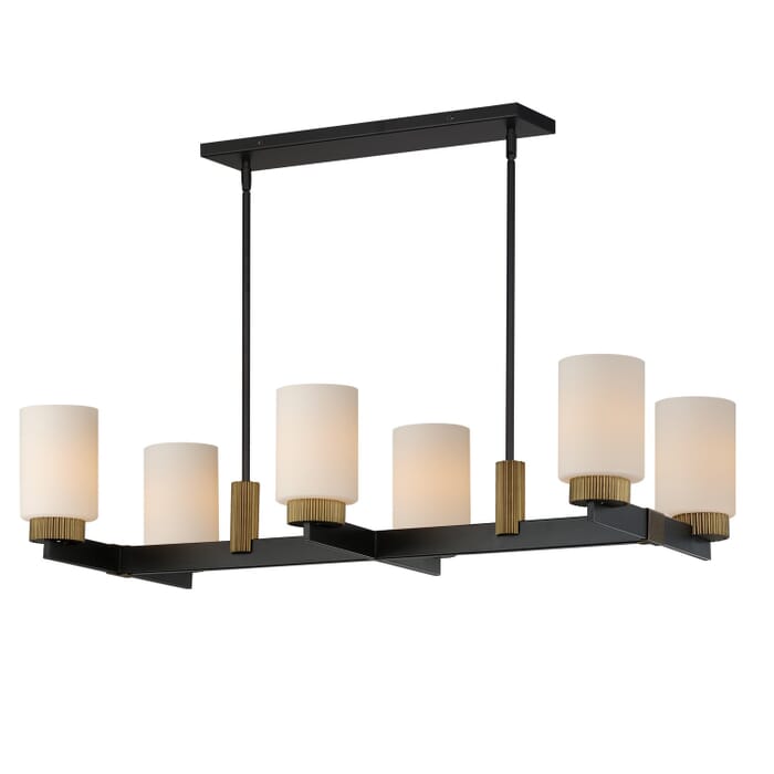 Ruffles 6-Light Linear Chandelier in Black with Antique Brass Ruffles 6-Light Linear Chandelier in Black with Antique Brass