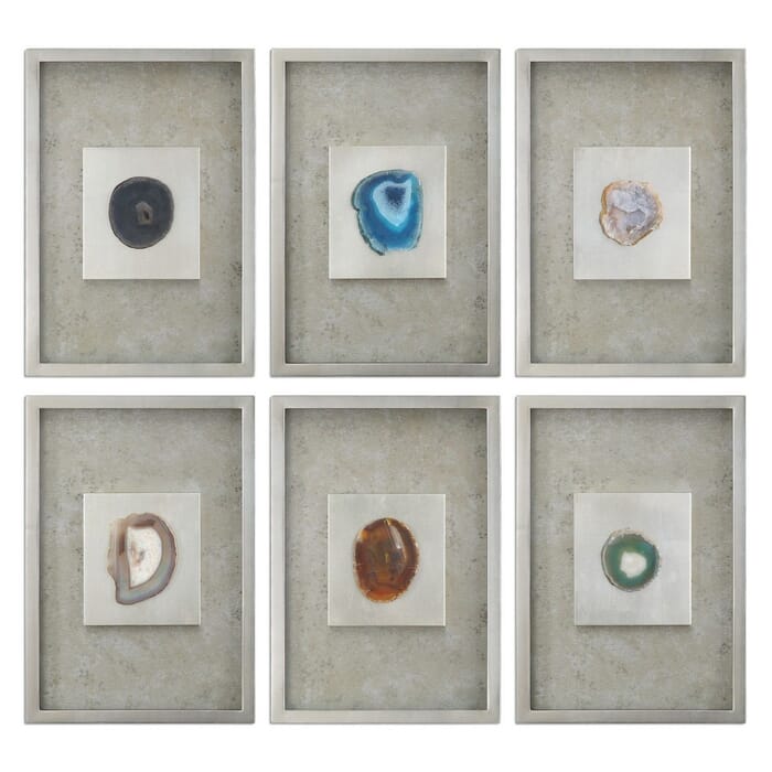 Uttermost Agate 19.5" Stone Wall Art in Silver Leaf (Set of 6) Uttermost Agate 19.5" Stone Wall Art in Silver Leaf (Set of 6)