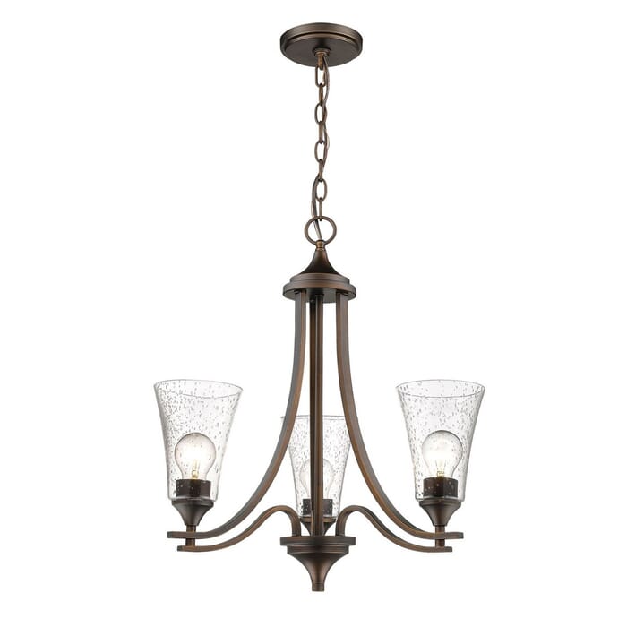 Millennium Lighting Natalie 3-Light Chandelier in Rubbed Bronze Millennium Lighting Natalie 3-Light Chandelier in Rubbed Bronze