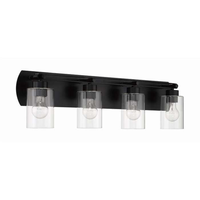 Hendrix 4-Light Bathroom Vanity Light in Flat Black Hendrix 4-Light Bathroom Vanity Light in Flat Black