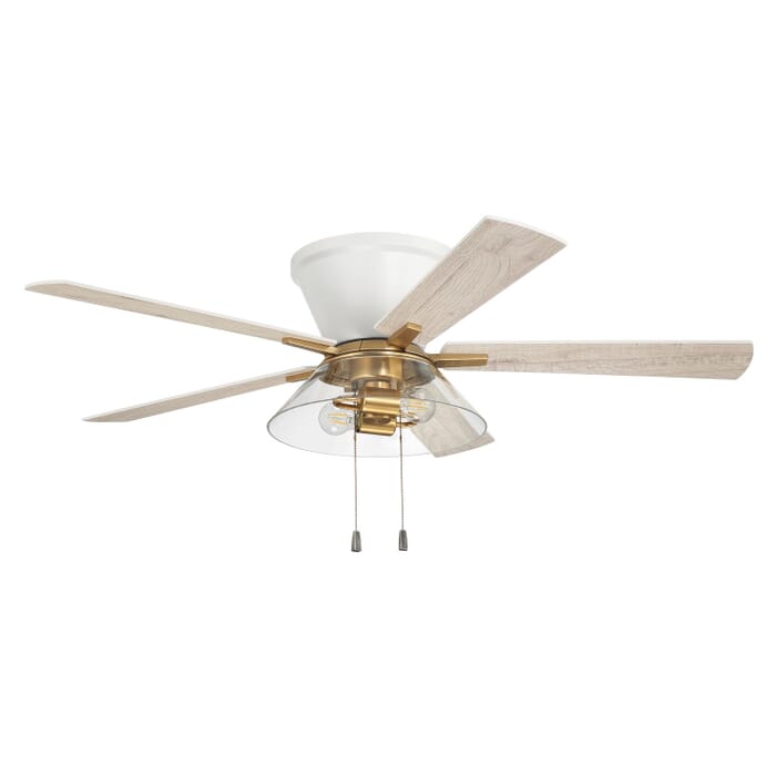 Insight 2-Light 52" Hanging Ceiling Fan in White with Satin Brass Insight 2-Light 52" Hanging Ceiling Fan in White with Satin Brass