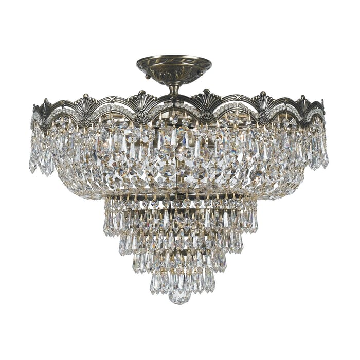 Crystorama Majestic 5-Light 22" Ceiling Light in Historic Brass with Clear Spectra Crystals Crystorama Majestic 5-Light 22" Ceiling Light in Historic Brass with Clear Spectra Crystals