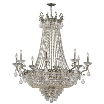 Crystorama Majestic 20-Light 52" Traditional Chandelier in Historic Brass with Clear Hand Cut Crystals