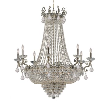 Crystorama Majestic 20-Light 52" Traditional Chandelier in Historic Brass with Clear Swarovski Strass Crystals
