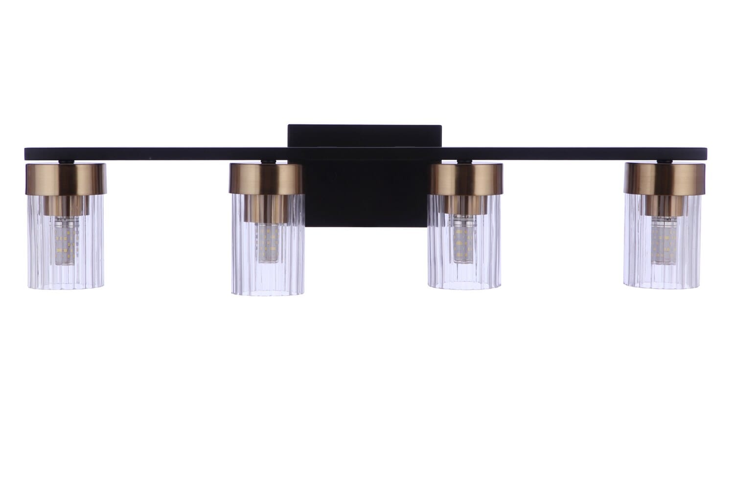 Bond Street 4-Light Bathroom Vanity Light in Flat Black with Satin Brass
