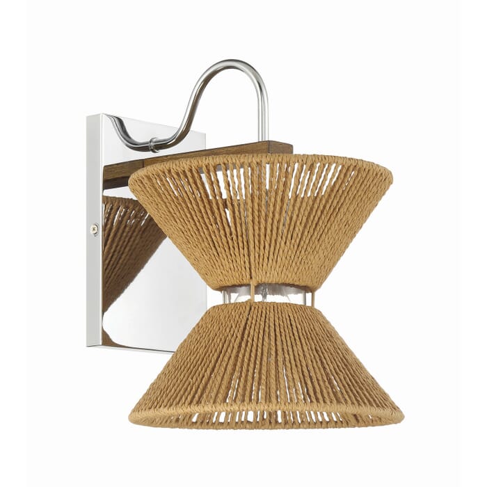 Serena 1-Light Wall Sconce in Chrome with Walnut Serena 1-Light Wall Sconce in Chrome with Walnut