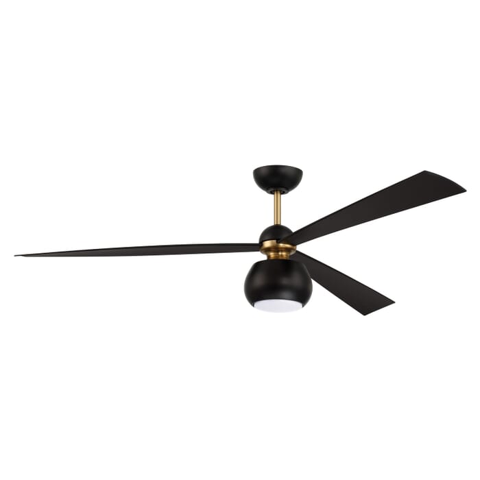 Otto 1-Light 60" Hanging Ceiling Fan in Flat Black with Satin Brass Otto 1-Light 60" Hanging Ceiling Fan in Flat Black with Satin Brass