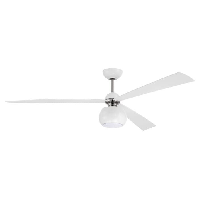 Otto 1-Light 60" Hanging Ceiling Fan in White with Polished Nickel Otto 1-Light 60" Hanging Ceiling Fan in White with Polished Nickel