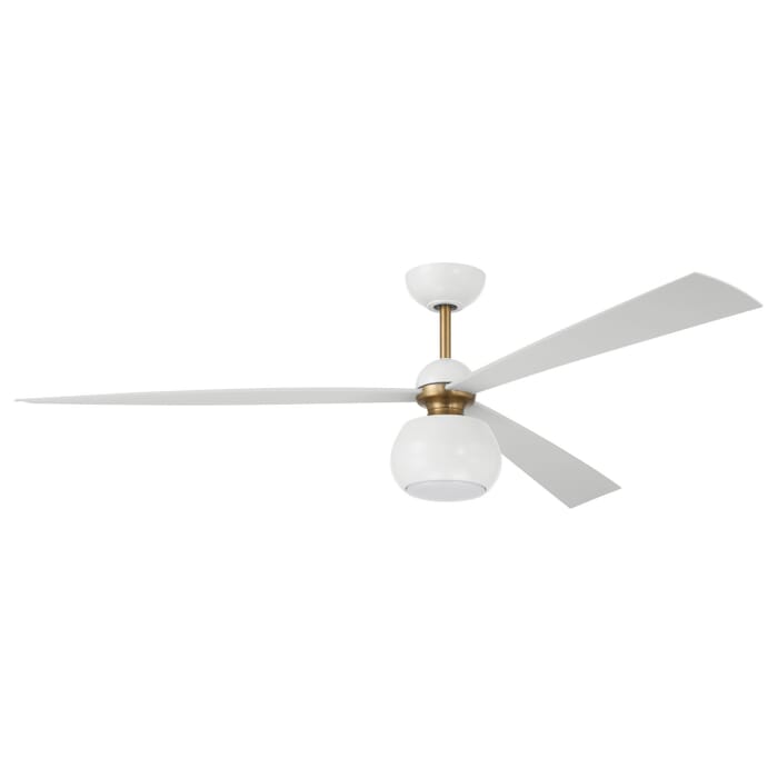 Otto 1-Light 60" Hanging Ceiling Fan in White with Satin Brass Otto 1-Light 60" Hanging Ceiling Fan in White with Satin Brass