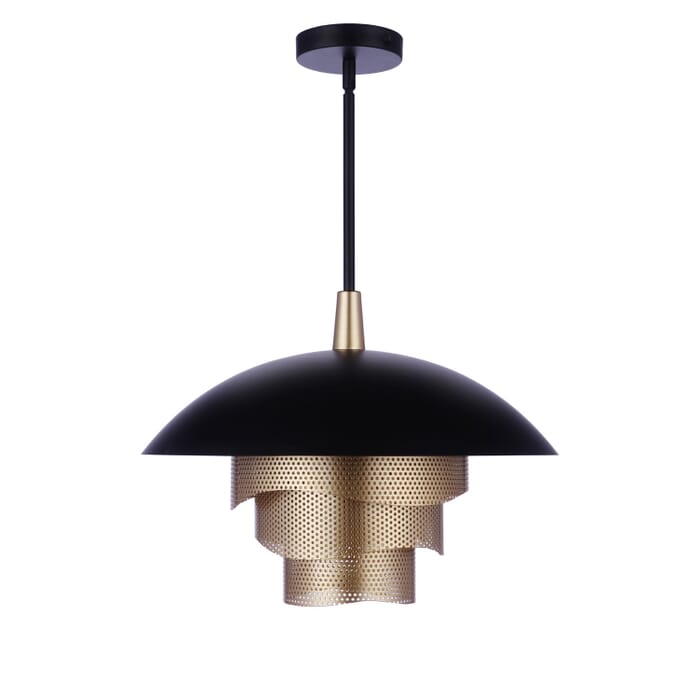 Sculptural Statement Pendants 1-Light LED Pendant in Flat Black with Matte Gold Sculptural Statement Pendants 1-Light LED Pendant in Flat Black with Matte Gold