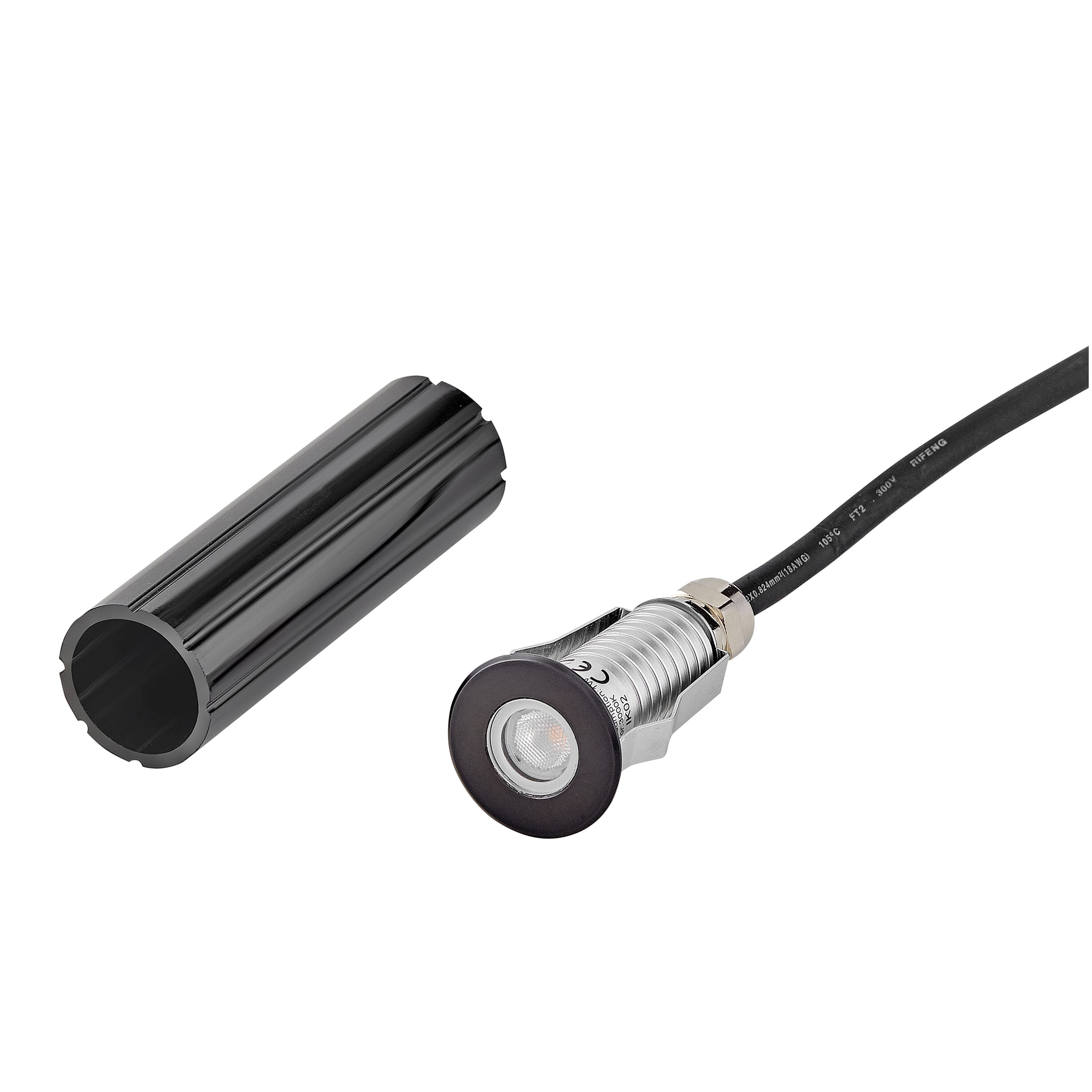 Stainless Steel Black LED Button Light from the Sparta - Dot Collection