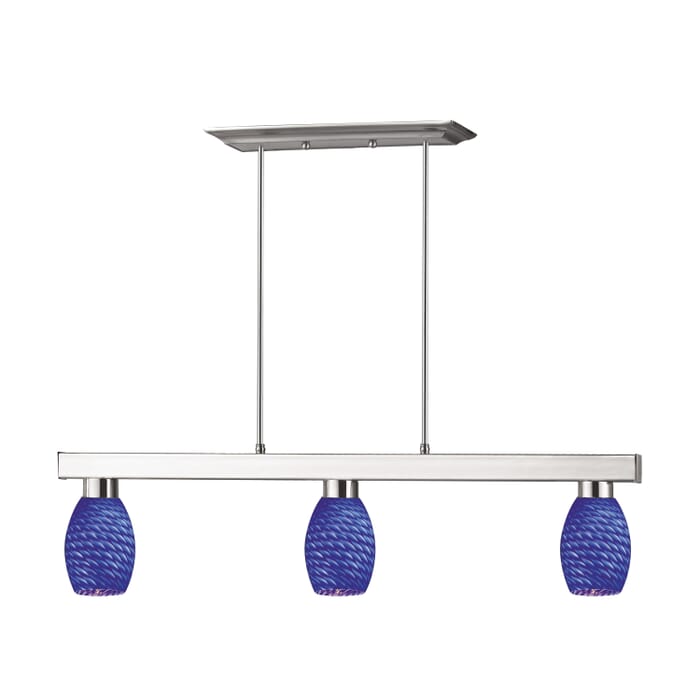 Z-Lite Players 3-Light Linear Pendant Light In Brushed Nickel Z-Lite Players 3-Light Linear Pendant Light In Brushed Nickel