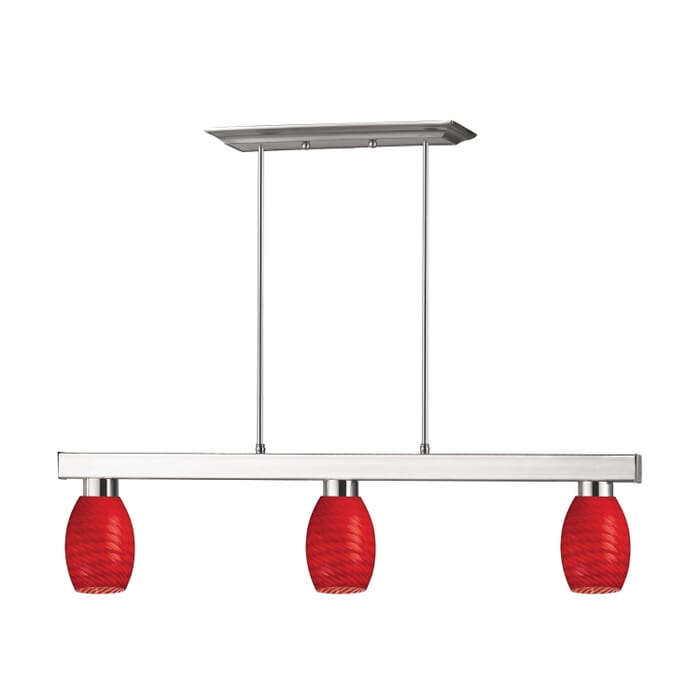 Z-Lite Players 3-Light Linear Pendant Light In Brushed Nickel Z-Lite Players 3-Light Linear Pendant Light In Brushed Nickel