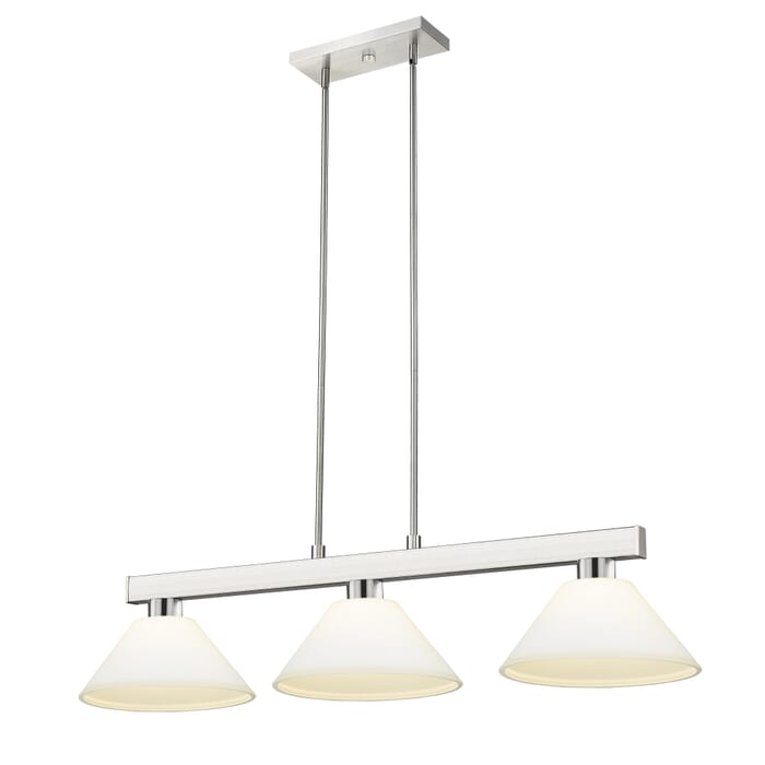Z-Lite Cobalt 3-Light Linear Pendant Light In Brushed Nickel Z-Lite Cobalt 3-Light Linear Pendant Light In Brushed Nickel