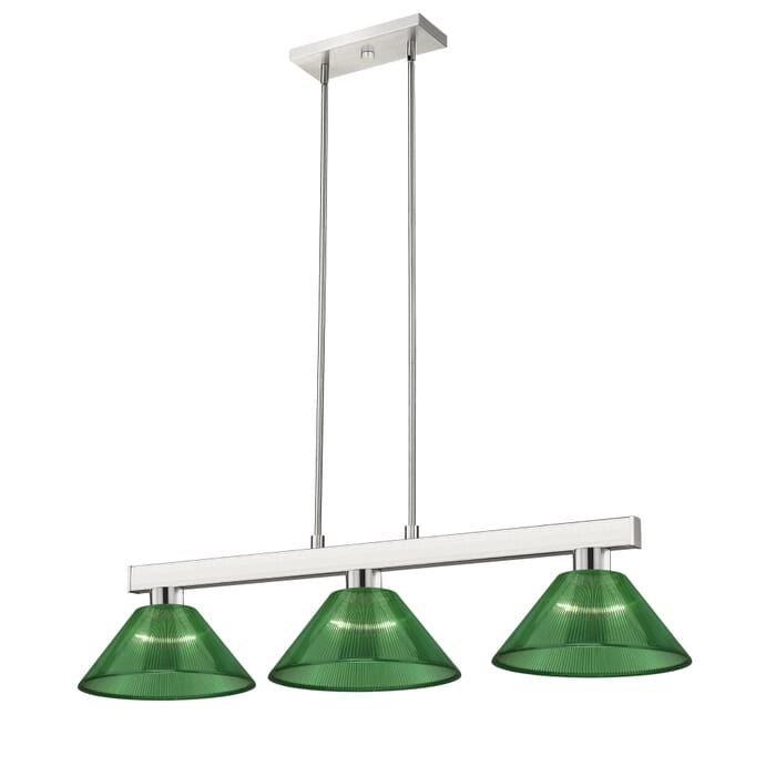 Z-Lite Cobalt 3-Light Linear Pendant Light In Brushed Nickel Z-Lite Cobalt 3-Light Linear Pendant Light In Brushed Nickel