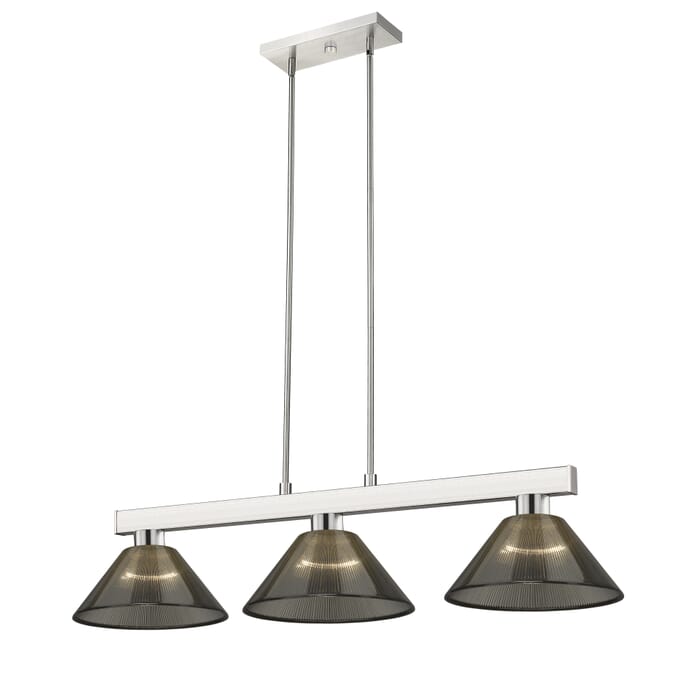 Z-Lite Players 3-Light Linear Pendant Light In Brushed Nickel Z-Lite Players 3-Light Linear Pendant Light In Brushed Nickel