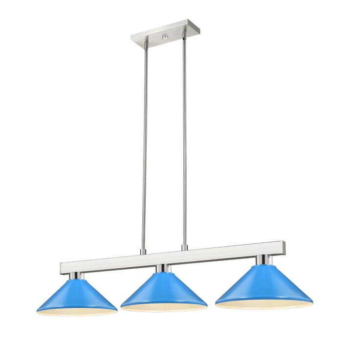 Z-Lite Cobalt 3-Light Linear Pendant Light In Brushed Nickel Z-Lite Cobalt 3-Light Linear Pendant Light In Brushed Nickel