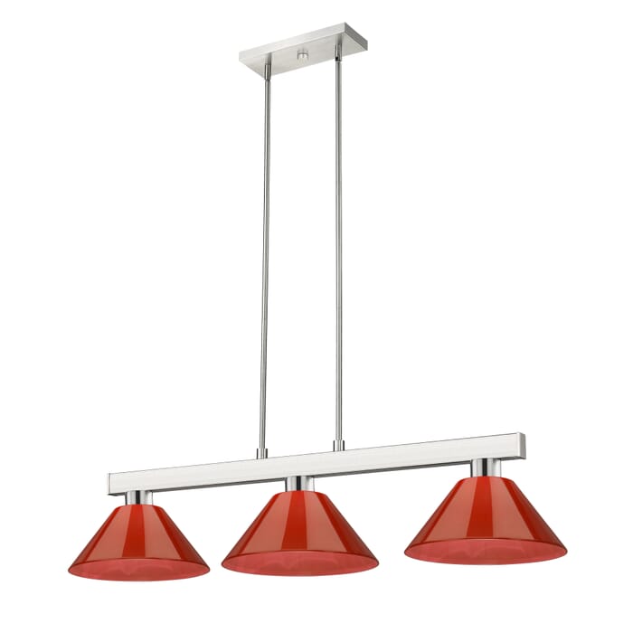 Z-Lite Cobalt 3-Light Linear Pendant Light In Brushed Nickel Z-Lite Cobalt 3-Light Linear Pendant Light In Brushed Nickel