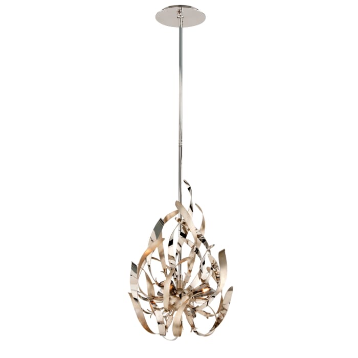 Corbett Graffiti 3-Light Pendant Light in Silver Leaf Polished Stainless Corbett Graffiti 3-Light Pendant Light in Silver Leaf Polished Stainless