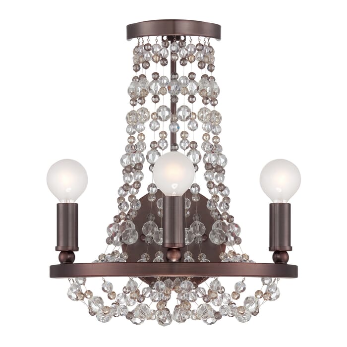 Crystorama Channing 3-Light 13" Wall Sconce in Chocolate Bronze with Hand Cut Crystal Beads Crystals Crystorama Channing 3-Light 13" Wall Sconce in Chocolate Bronze with Hand Cut Crystal Beads Crystals