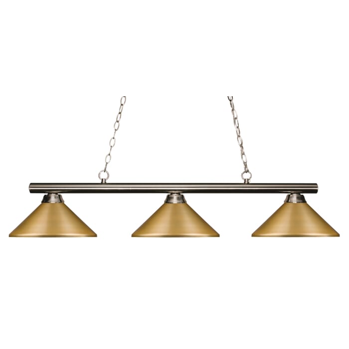 Z-Lite Sharp Shooter 3-Light Linear Pendant Light In Brushed Nickel Z-Lite Sharp Shooter 3-Light Linear Pendant Light In Brushed Nickel