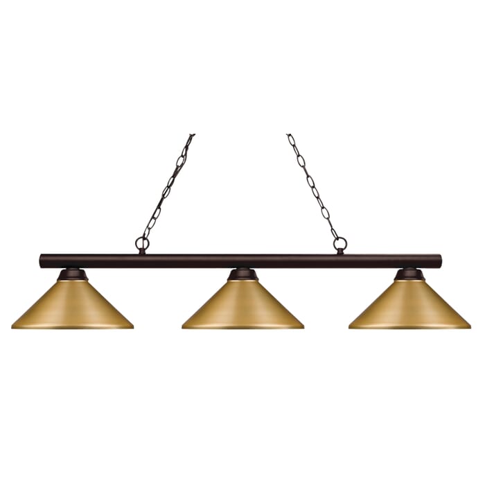 Z-Lite Shooter 3-Light Linear Pendant Light In Bronze Z-Lite Shooter 3-Light Linear Pendant Light In Bronze
