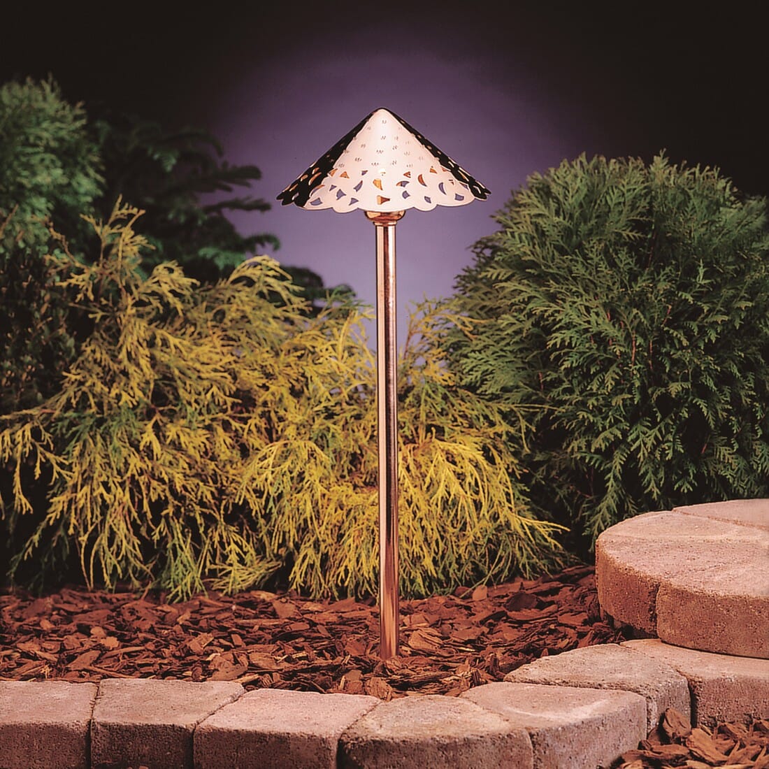 Kichler Landscape 3000K LED Hammered Roof Path in Copper - LightsOnline.com