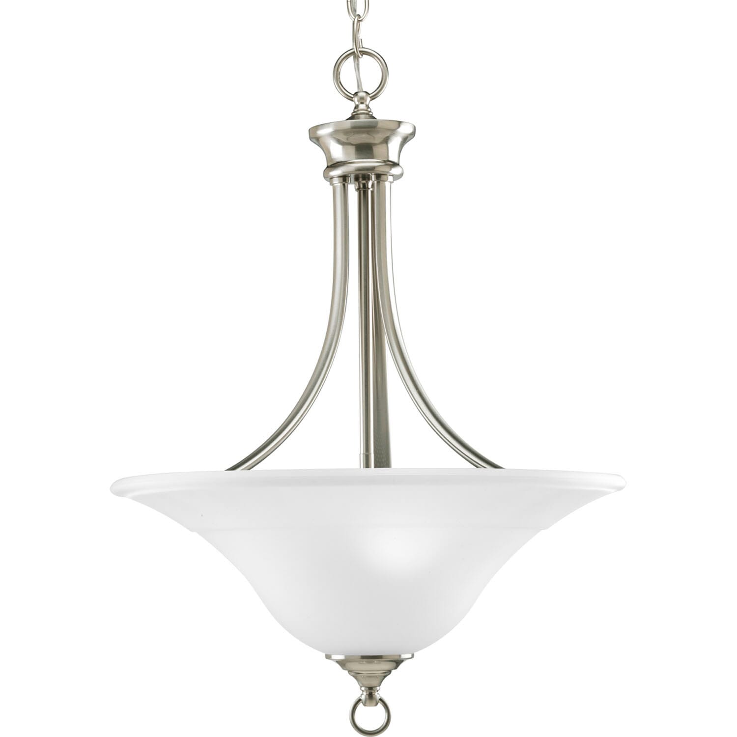 Brushed Nickel Three Light Foyer Pendant from the Trinity Collection