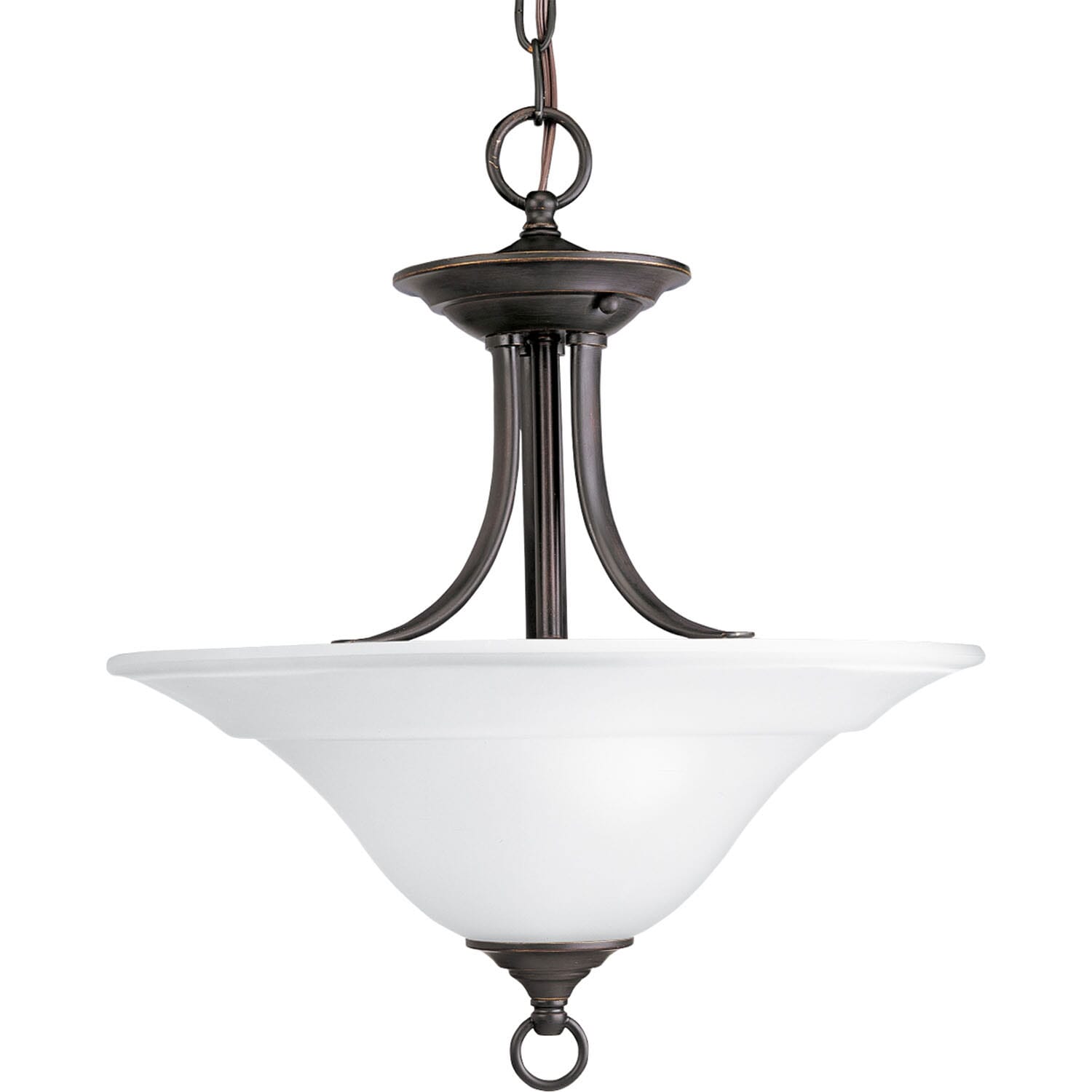 Antique Bronze Two Light Semi-Flush Mount from the Trinity Collection