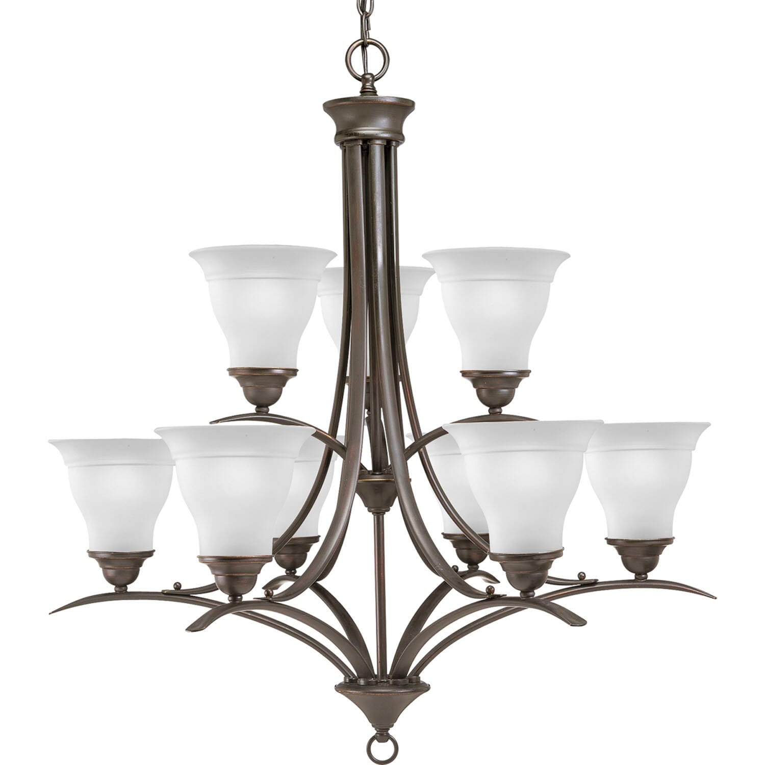 Antique Bronze Nine Light Chandelier from the Trinity Collection