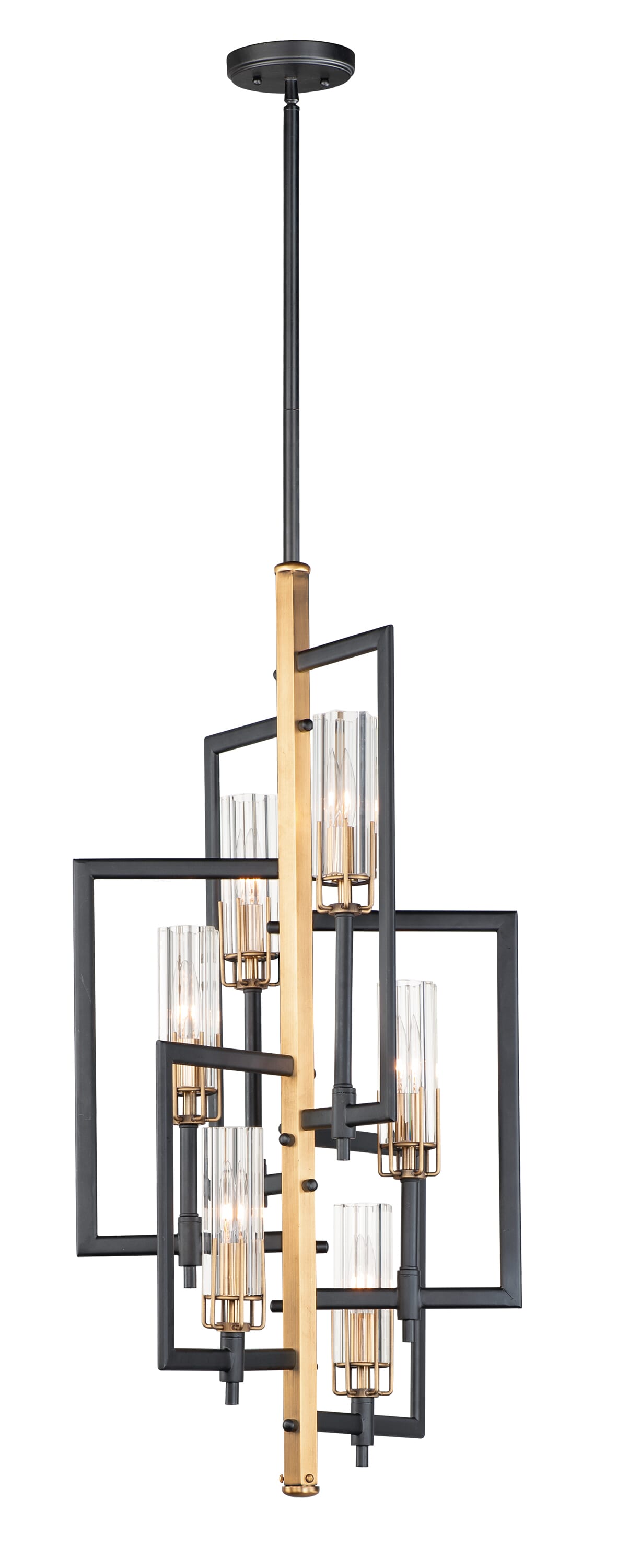 Maxim Flambeau 6-Light Transitional Chandelier in Black and Antique Brass - 16116CLBKAB