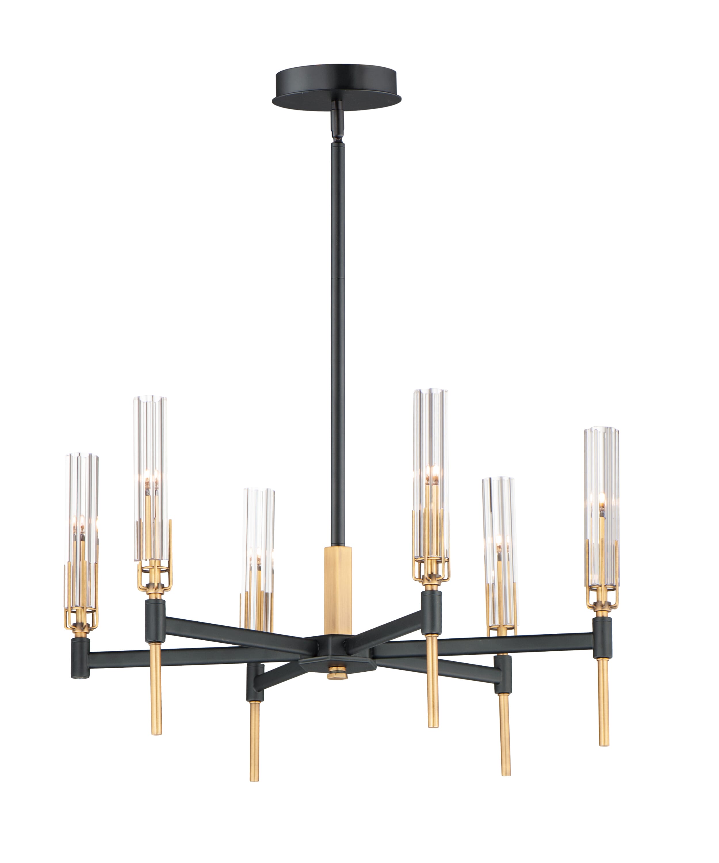 Maxim Flambeau 6-Light Transitional Chandelier in Black and Antique Brass