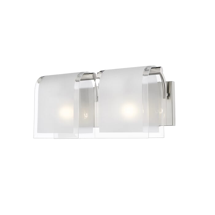 Z-Lite Zephyr 2-Light Bathroom Vanity Light In Brushed Nickel Z-Lite Zephyr 2-Light Bathroom Vanity Light In Brushed Nickel