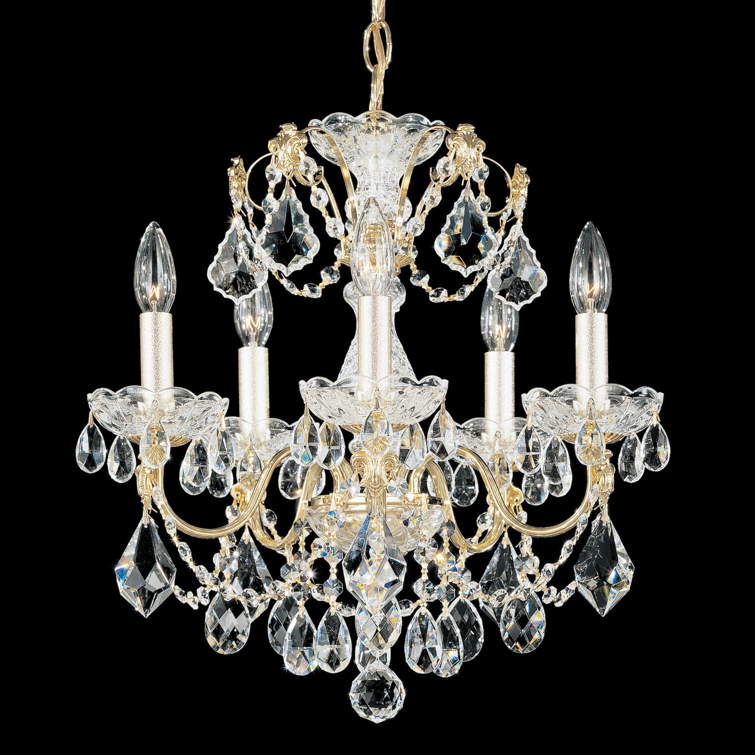 Schonbek Century 5-Light Chandelier in Gold with Clear Heritage Crystals