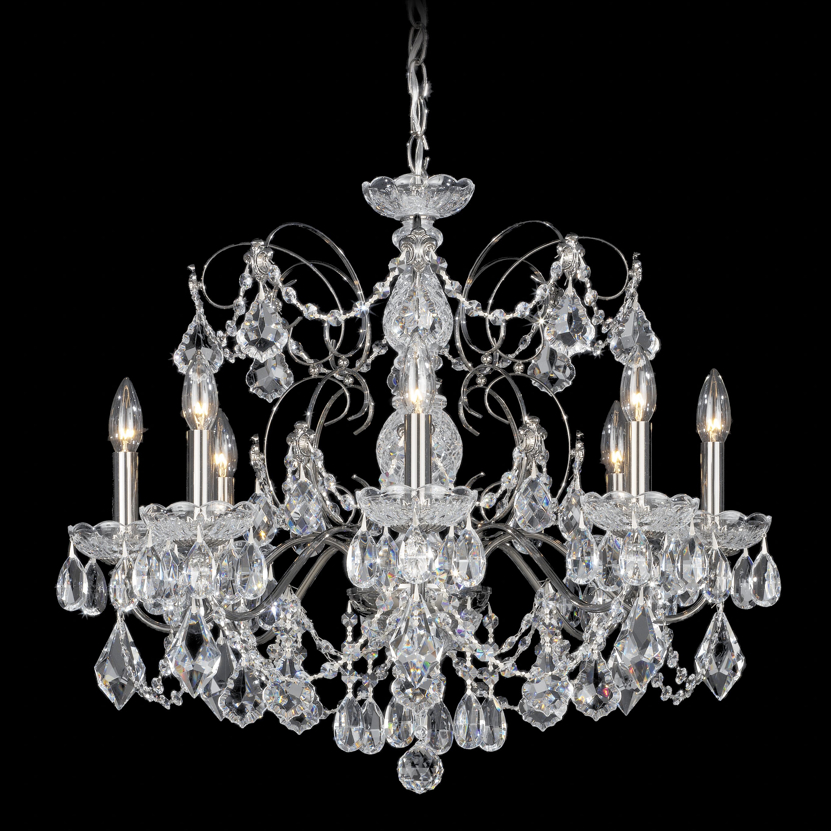 Schonbek Century 8-Light Chandelier in Silver with Clear Heritage Crystals