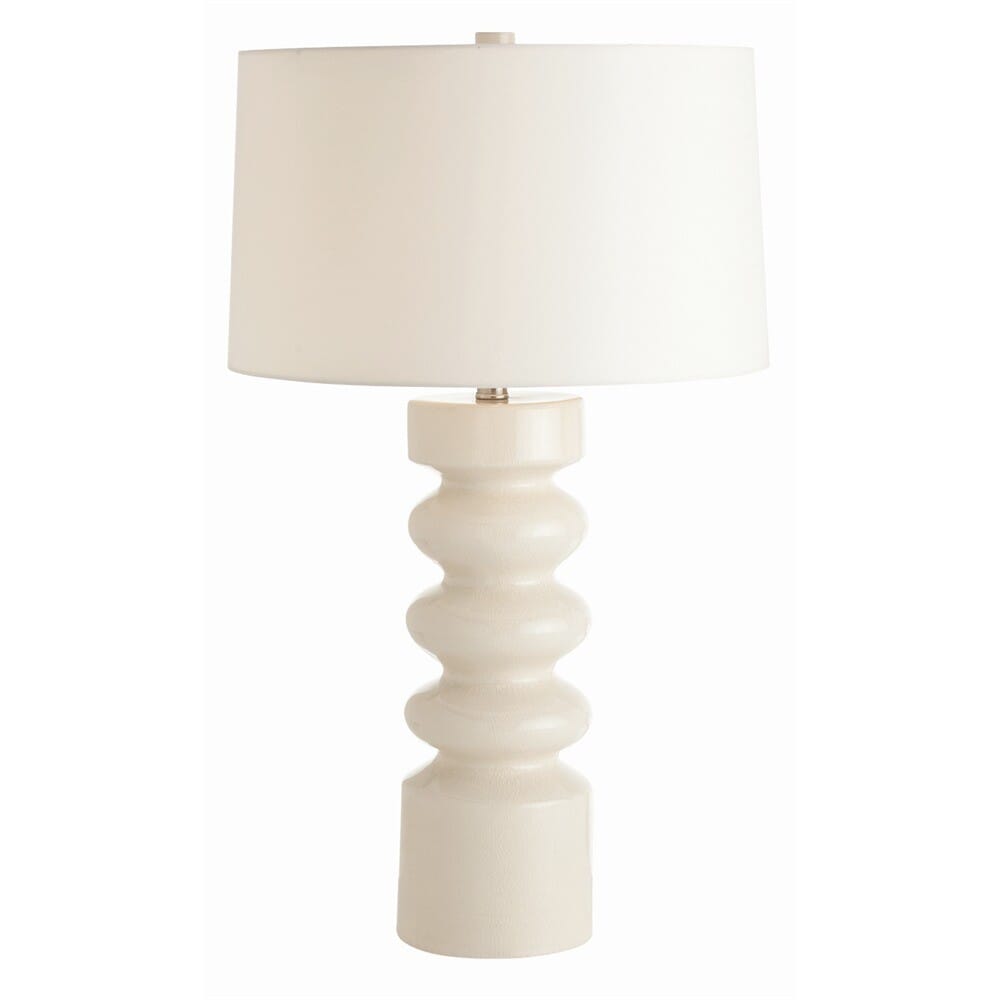 Wheaton 29" White Linen Shade Table Lamp in White Crackle