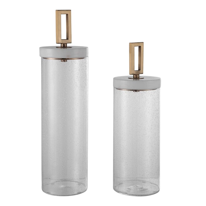 Uttermost Hayworth Seeded Glass Containers, Set Of 2 by Renee Wightman Uttermost Hayworth Seeded Glass Containers, Set Of 2 by Renee Wightman