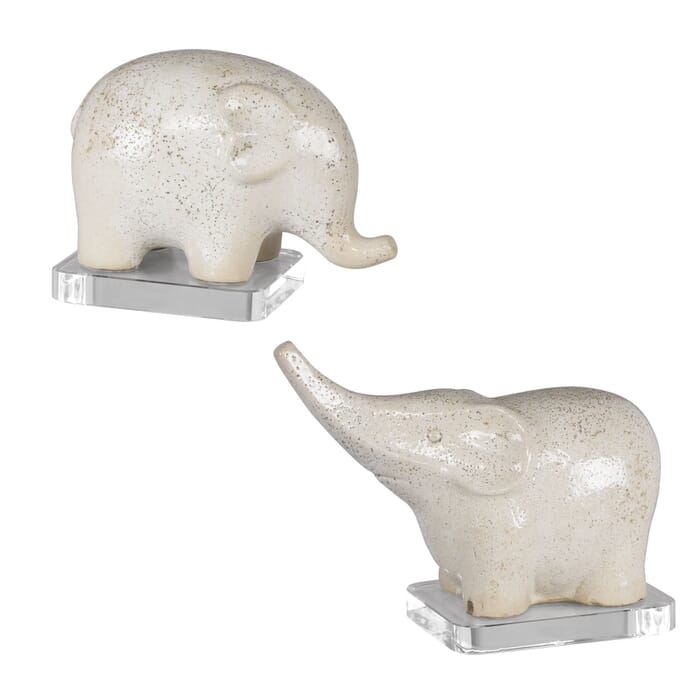 Uttermost Kyan Ceramic Elephant Sculptures, Set Of 2 by David Frisch Uttermost Kyan Ceramic Elephant Sculptures, Set Of 2 by David Frisch