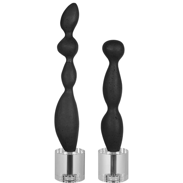 Uttermost Koa Black Marble Sculptures, Set Of 2 by David Frisch Uttermost Koa Black Marble Sculptures, Set Of 2 by David Frisch