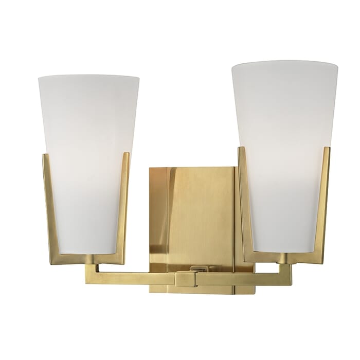 Hudson Valley Upton 2-Light 12" Bathroom Vanity Light in Aged Brass Hudson Valley Upton 2-Light 12" Bathroom Vanity Light in Aged Brass