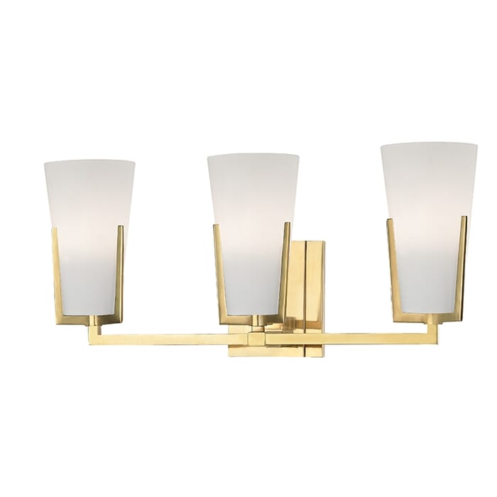 Hudson Valley Upton 3-Light 19" Bathroom Vanity Light in Aged Brass Hudson Valley Upton 3-Light 19" Bathroom Vanity Light in Aged Brass