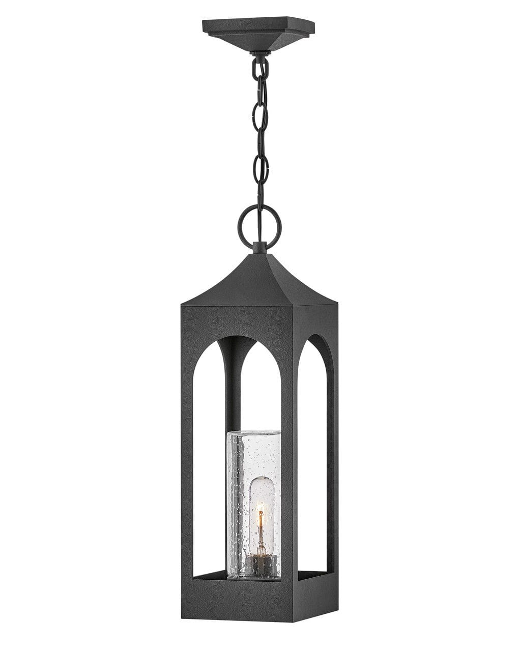 Distressed Zinc LED Hanging Lantern from the Amina Collection