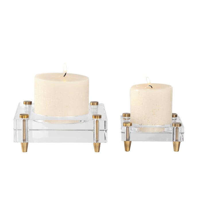Uttermost Claire Crystal Block Candleholders, Set Of 2 by David Frisch Uttermost Claire Crystal Block Candleholders, Set Of 2 by David Frisch