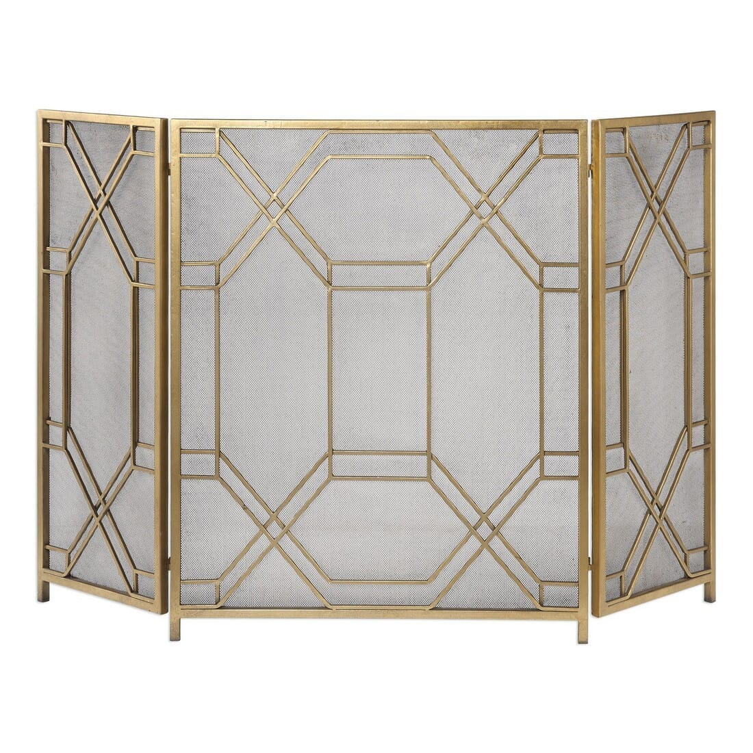 Uttermost Rosen 52.5" Fireplace Screen in Antique Gold Leaf